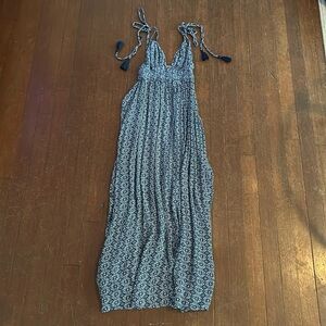 Lulu’s Field Day Blue / White Tassel Strap Maxi Dress Size XS